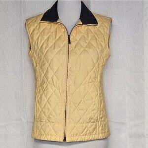 Vintage Brooks Brothers Yellow Quilted Double Front Zip Plaid Lined Vest